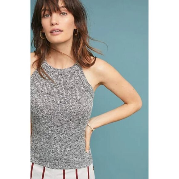 Maeve by Anthropologie | Stretch Ribbed Gray Tank Size Small | Trendy Minimal - Picture 1 of 4